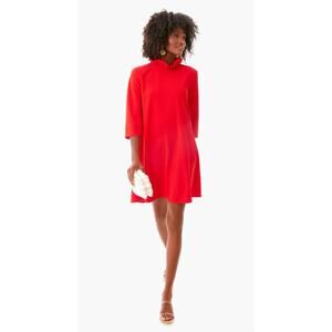 Tuckernuck Pomander Place Red Daphne Ruffle Neck Bow Mini Swing Dress Med